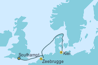 Visitando Southampton (Inglaterra), Zeebrugge (Bruselas), Kiel (Alemania)
