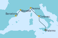 Visitando Palermo (Italia), Civitavecchia (Roma), Savona (Italia), Marsella (Francia), Barcelona