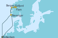 Visitando Rotterdam (Holanda), Eidfjord (Hardangerfjord/Noruega), Bergen (Noruega), Flam (Noruega), Stavanger (Noruega), Rotterdam (Holanda)