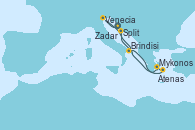 Visitando Zadar (Croacia), Venecia (Italia), Brindisi (Italia), Mykonos (Grecia), Atenas (Grecia), Split (Croacia)