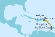 Visitando San Juan (Puerto Rico), San Cristóbal y Nieves, Castries (Santa Lucía/Caribe), Bridgetown (Barbados), Isla Dominica (Caribe), Antigua (Antillas), San Juan (Puerto Rico)