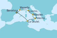 Visitando Barcelona, La Goulette (Tunez), Palermo (Italia), Nápoles (Italia), Livorno, Pisa y Florencia (Italia), Marsella (Francia), Barcelona