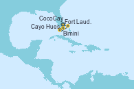 Visitando Fort Lauderdale (Florida/EEUU), Cayo Hueso (Key West/Florida), Bimini (Bahamas), CocoCay (Bahamas), Fort Lauderdale (Florida/EEUU)