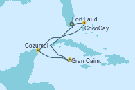 Visitando Fort Lauderdale (Florida/EEUU), CocoCay (Bahamas), Cozumel (México), Gran Caimán (Islas Caimán), Fort Lauderdale (Florida/EEUU)