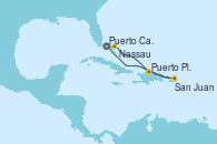 Visitando Puerto Cañaveral (Florida), Nassau (Bahamas), Puerto Plata, Republica Dominicana, San Juan (Puerto Rico), Puerto Cañaveral (Florida)