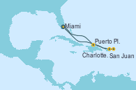 Visitando Miami (Florida/EEUU), Puerto Plata, Republica Dominicana, San Juan (Puerto Rico), Charlotte Amalie (St. Thomas), Miami (Florida/EEUU)