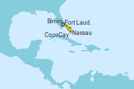 Visitando Fort Lauderdale (Florida/EEUU), Nassau (Bahamas), CocoCay (Bahamas), Bimini (Bahamas), Fort Lauderdale (Florida/EEUU)