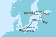 Visitando Warnemunde (Alemania), Roenne (Dinamarca), Visby (Suecia), Riga (Letonia), Tallin (Estonia), Helsinki (Finlandia), Estocolmo (Suecia)