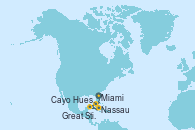 Visitando Miami (Florida/EEUU), Cayo Hueso (Key West/Florida), Nassau (Bahamas), Great Stirrup Cay (Bahamas), Miami (Florida/EEUU)