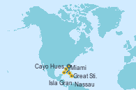 Visitando Miami (Florida/EEUU), Cayo Hueso (Key West/Florida), Great Stirrup Cay (Bahamas), Isla Gran Bahama (Florida/EEUU), Nassau (Bahamas), Miami (Florida/EEUU)