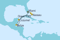 Visitando Miami (Florida/EEUU), Belize (Caribe), Cozumel (México), Nassau (Bahamas), Ocean Cay MSC Marine Reserve (Bahamas), Miami (Florida/EEUU)