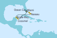 Visitando Miami (Florida/EEUU), Costa Maya (México), Cozumel (México), Nassau (Bahamas), Ocean Cay MSC Marine Reserve (Bahamas), Miami (Florida/EEUU)