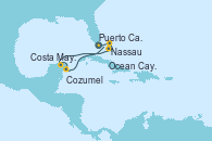 Visitando Puerto Cañaveral (Florida), Nassau (Bahamas), Ocean Cay MSC Marine Reserve (Bahamas), Costa Maya (México), Cozumel (México), Puerto Cañaveral (Florida)
