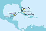 Visitando Puerto Cañaveral (Florida), Nassau (Bahamas), Ocean Cay MSC Marine Reserve (Bahamas), Puerto Cañaveral (Florida), Ocean Cay MSC Marine Reserve (Bahamas), Ocean Cay MSC Marine Reserve (Bahamas), Costa Maya (México), Cozumel (México), Puerto Cañaveral (Florida)