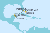 Visitando Puerto Cañaveral (Florida), Nassau (Bahamas), Ocean Cay MSC Marine Reserve (Bahamas), Costa Maya (México), Cozumel (México), Puerto Cañaveral (Florida), Ocean Cay MSC Marine Reserve (Bahamas), Nassau (Bahamas), Puerto Cañaveral (Florida)