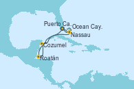 Visitando Puerto Cañaveral (Florida), Nassau (Bahamas), Ocean Cay MSC Marine Reserve (Bahamas), Roatán (Honduras), Cozumel (México), Puerto Cañaveral (Florida), Ocean Cay MSC Marine Reserve (Bahamas), Nassau (Bahamas), Puerto Cañaveral (Florida)