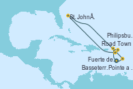 Visitando Pointe a Pitre (Guadalupe), Road Town (Isla Tórtola/Islas Vírgenes), Philipsburg (St. Maarten), Basseterre (Antillas), St. John´s (Antigua y Barbuda), Fuerte de France (Martinica), Pointe a Pitre (Guadalupe)