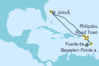 Visitando Pointe a Pitre (Guadalupe), Philipsburg (St. Maarten), Road Town (Isla Tórtola/Islas Vírgenes), St. John´s (Antigua y Barbuda), Basseterre (Antillas), Fuerte de France (Martinica), Pointe a Pitre (Guadalupe)