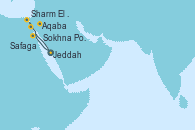 Visitando Jeddah (Arabia Saudí), Aqaba (Jordania), Sharm El Sheik (Egipto), Sokhna Port (Egipto), Safaga (Egipto), Jeddah (Arabia Saudí)