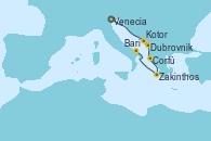 Visitando Venecia (Italia), Dubrovnik (Croacia), Kotor (Montenegro), Corfú (Grecia), Zakinthos (Grecia), Bari (Italia)