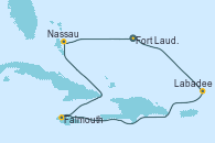 Visitando Fort Lauderdale (Florida/EEUU), Labadee (Haiti), Falmouth (Jamaica), Nassau (Bahamas), Fort Lauderdale (Florida/EEUU)