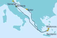 Visitando Ancona (Italia), Venecia (Italia), Kotor (Montenegro), Mykonos (Grecia), Mykonos (Grecia), Santorini (Grecia), Ancona (Italia)