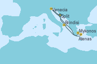 Visitando Split (Croacia), Venecia (Italia), Brindisi (Italia), Mykonos (Grecia), Atenas (Grecia), Split (Croacia)