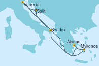 Visitando Split (Croacia), Venecia (Italia), Brindisi (Italia), Mykonos (Grecia), Atenas (Grecia), Split (Croacia)