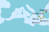 Visitando Estambul (Turquía), Estambul (Turquía), Canakkale (Turquía), Kusadasi (Efeso/Turquía), Bodrum (Turquia), Santorini (Grecia), Nafplion (Grecia), Atenas (Grecia)