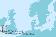 Visitando Southampton (Inglaterra), Rotterdam (Holanda), Cork (Irlanda), Falmouth (Gran Bretaña), Southampton (Inglaterra)