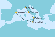 Visitando Génova (Italia), Civitavecchia (Roma), Palermo (Italia), La Valletta (Malta), Barcelona