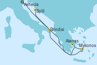 Visitando Venecia (Italia), Brindisi (Italia), Mykonos (Grecia), Atenas (Grecia), Split (Croacia)