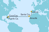 Visitando Puerto Cañaveral (Florida), CocoCay (Bahamas), Santa Cruz de Tenerife (España), Arrecife (Lanzarote/España), Lisboa (Portugal)