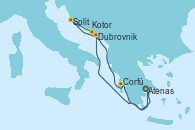 Visitando Atenas (Grecia), Dubrovnik (Croacia), Split (Croacia), Kotor (Montenegro), Corfú (Grecia), Atenas (Grecia)