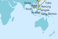 Visitando Keelung (Taiwán), Hualien (Taiwan), Ishigaki (Japón), Naha (Japón), Kochi (Japón), Osaka (Japón), Kyoto (Japón), Shimizu (Japón), Tokio (Japón)