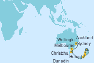 Visitando Auckland (Nueva Zelanda), Wellington (Nueva Zelanda), Christchurch (Nueva Zelanda), Dunedin (Nueva Zelanda), Hobart (Australia), Melbourne (Australia), Sydney (Australia)