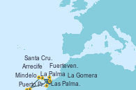 Visitando Las Palmas de Gran Canaria (España), La Palma (Islas Canarias/España), Puerto Praia (Cabo Verde), Mindelo (Cabo Verde), Fuerteventura (Canarias/España), Arrecife (Lanzarote/España), Santa Cruz de Tenerife (España), La Gomera (Islas Canarias/España), Las Palmas de Gran Canaria (España)