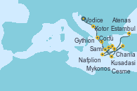Visitando VENICE (FUSINA) -  ITALY, Vodice (Croacia), Kotor (Montenegro), Corfú (Grecia), Sami (Cefalonia/Grecia), Nafplion (Grecia), Atenas (Grecia), Gythion (Grecia), Chania (Creta/Grecia), Mykonos (Grecia), Kusadasi (Efeso/Turquía), Cesme (Turquía), Estambul (Turquía)