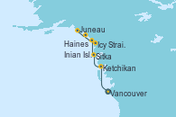 Visitando Vancouver (Canadá), Ketchikan (Alaska), Sitka (Alaska), Inian Islands (Alaska/Usa), Icy Strait Point (Alaska), Haines (Alaska), Juneau (Alaska)