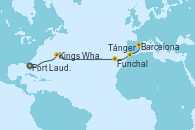 Visitando Fort Lauderdale (Florida/EEUU), Kings Wharf (Bermudas), Funchal (Madeira), Tánger (Marruecos), Barcelona