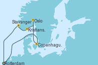 Visitando Rotterdam (Holanda), Copenhague (Dinamarca), Oslo (Noruega), Kristiansand (Noruega), Stavanger (Noruega), Rotterdam (Holanda)