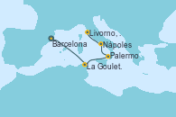Visitando Barcelona, La Goulette (Tunez), Palermo (Italia), Nápoles (Italia), Livorno, Pisa y Florencia (Italia)