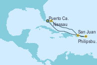 Visitando Puerto Cañaveral (Florida), Nassau (Bahamas), San Juan (Puerto Rico), Philipsburg (St. Maarten), Puerto Cañaveral (Florida)