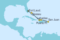 Visitando Fort Lauderdale (Florida/EEUU), Labadee (Haiti), San Juan (Puerto Rico), Puerto Plata, Republica Dominicana, Nassau (Bahamas), Fort Lauderdale (Florida/EEUU)
