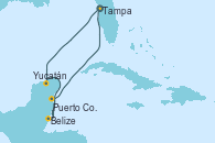 Visitando Tampa (Florida), Yucatán (Progreso/México), Belize (Caribe), Puerto Costa Maya (México), Tampa (Florida)