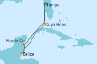 Visitando Tampa (Florida), Cayo Hueso (Key West/Florida), Belize (Caribe), Puerto Costa Maya (México), Tampa (Florida)