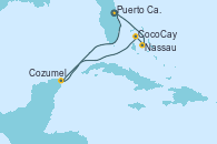 Visitando Puerto Cañaveral (Florida), Nassau (Bahamas), CocoCay (Bahamas), Cozumel (México), Puerto Cañaveral (Florida)