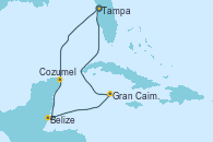 Visitando Tampa (Florida), Cozumel (México), Belize (Caribe), Gran Caimán (Islas Caimán), Tampa (Florida)