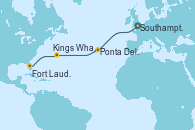 Visitando Southampton (Inglaterra), Ponta Delgada (Azores), Kings Wharf (Bermudas), Fort Lauderdale (Florida/EEUU)