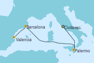 Visitando Civitavecchia (Roma), Palermo (Italia), Barcelona, Valencia